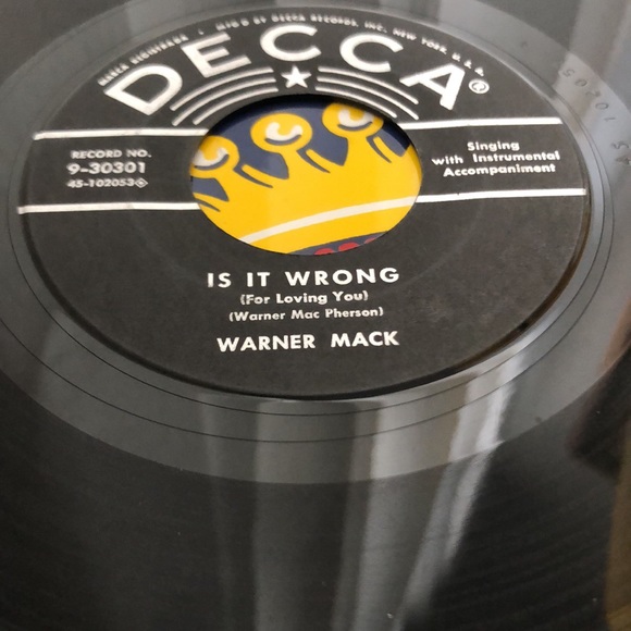 Warner Mack Is It Wrong For Loving You Vinyl 45 Record '57 - Picture 3 of 4